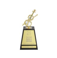 Trophée de musique en métal plaqué or personnalisé Crystocraft, style art populaire, avec cristaux taillés brillants, gravure laser et sérigraphie, Europe