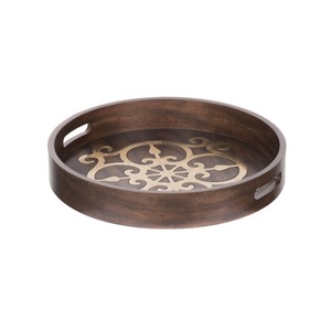 Plateau de service en bois luxueux de haute qualité plat de fantaisie fait à la main élégant classique pour un usage domestique vente directe du grossiste - Product Image 4