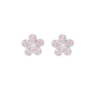 Boucles d'oreilles clous en argent sterling 925 avec zircon, motif fleur magnifique, pour anniversaire, comme bijou de charme - Product Image 1