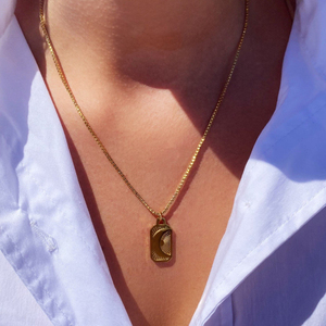 Ataya — collier PVD plaqué or 18K en acier inoxydable, pendentif rectangulaire <span class=keywords><strong>soleil</strong></span>-<span class=keywords><strong>lune</strong></span>, bijou pour femme, vente en gros - Product Image 6