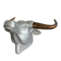 मिनी Greydon अशुद्ध चर्मपूर्ण Longhorn गाय बैल सिर मूर्तिकला