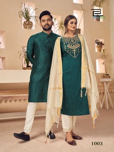 Conjunto de ropa de pareja de algodón para hombre, tejido de viscosa slub kurti con espejo, a mano, elegante y elegante, dori - Product Image 4