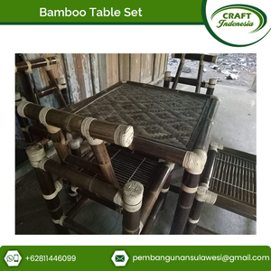Juego de mesa de comedor no plegable de bambú indonesio de lujo antiguo, muebles para el hogar - Product Image 6