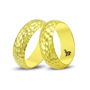 14K Emas Padat Janji Nya Pernikahan Band Pola Kustom Dipalu Set Cincin 7 Mm Mens Pernikahan Band Grosir dari Turki