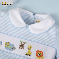 Barboteuse d'été de luxe pour bébés garçons, brodée main, motif animal, en Spandex/Coton, fabrication artisanale, OEM/ODM, personnalisable