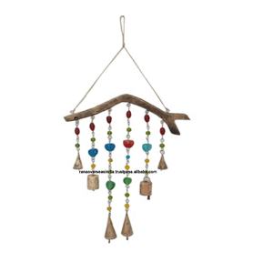Carillones de viento de latón para colgar en la pared, cuentas y campanas coloridas decorativas para el hogar y el jardín - Product Image 1