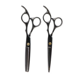 Juego de Herramientas de adelgazamiento para barberos, tijeras y peine profesional de 6 pulgadas, con tornillo dorado y negro, para cortar el pelo - Product Image 4
