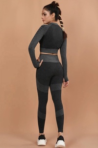 2020 combinaison de sport 2 pièces pour femmes, Top court, pantalon de Yoga, vêtements d'entraînement, tenue Active, de gymnastique, vente en gros - Product Image 4