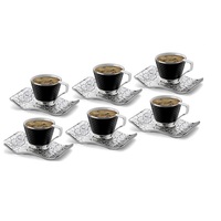 Luxe or argent turc grec bohème marocain tasse à café ensemble pour six personnes arabe tasses à café fabriquées en turquie pour cadeau