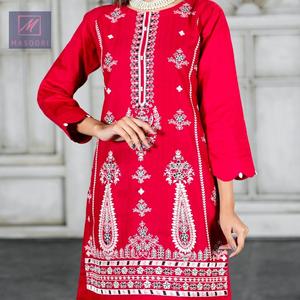Kurti indien moderne en coton fait main de haute qualité pour femme, entièrement brodé, design indien pour les fêtes, avec leggings - Product Image 5