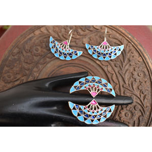 Trending-anillo y pendientes de plata para mujer y niña, conjunto combinado de diseño de moda, novedad de 2021 - Product Image 6