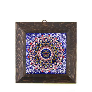 Azulejo Decorativo de Pared de Cerámica Pintado a Mano Turco, Enmarcado, 10x10 cm, de Turquía - Product Image 1