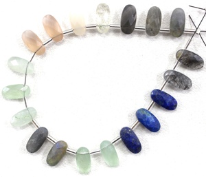 19 Piezas de Piedras Preciosas Naturales Multicolores, Forma Ovalada Facetada, 6x12mm, Perforadas en la Parte Superior, para Fabricación de Joyería Artesanal, Certificadas, para Colgantes y Dijes - Product Image 5