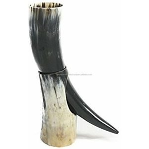 Viking Styled Polished Medieval Drinking Horn with Stand Unique <b>Novelty</b> <b>Gift</b> From India by Vintage Craft for Export - Product Image 1