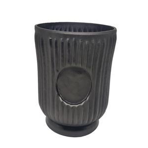 โหลแก้วเคลือบสีดำด้านทำด้วยมือสไตล์แฟนซีที่วางเทียนสำหรับตกแต่งภายในบ้านอเนกประสงค์ดีไซน์สวยงาม - Product Image 1