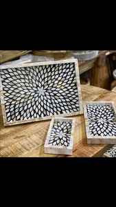 Plateau de service en MDF de qualité avec incrustation de résine de nacre Rectangle ustensiles de cuisine en bois incrusté d'os pour les hôtels et les restaurants - Product Image 3