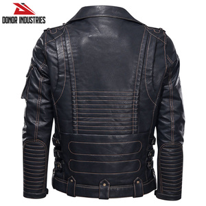 Waterproof Canvas Cow Leather <b>Jacket</b> for Men Custom Color <b>Slim</b> <b>Fit</b> Stand Collar Leather <b>Jackets</b> - Product Image 5