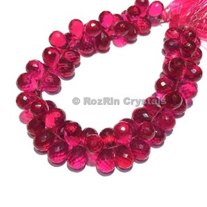 Turmalina Rosa en Forma de Lágrima Tallada, Recuerdo Religioso Budista de Gujarat - Product Image 1