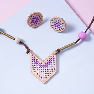 [3] Custom Exquisite Leather <b>Cross</b> <b>Stitch</b> Geometric <b>Accessories</b> Set Key Chain - Product Image 2