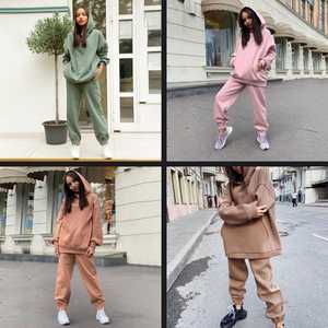 Nuevo chándal sostenible de algodón 100% para mujer, ropa deportiva cómoda de talla grande para Otoño e Invierno - Product Image 3