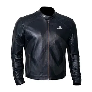 时尚皮夹克采用优质材料机车夹克摩托车黑色皮革制成