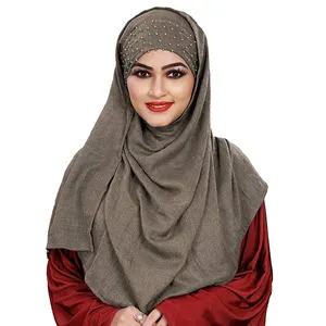 Wholesale Dubai Latest Fashion Tudung Arabic Islam Malaysia Muslim Scarf Georgette Plain Bubble Chiffon Hijab For Women