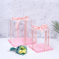 OEM ODM Plastique Transparent Trois Couches Carré Gâteau Mousse Anniversaire Boîte Cadeau