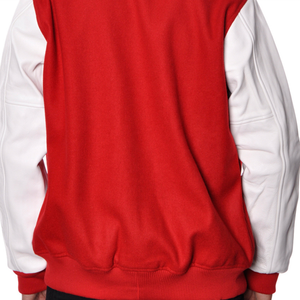 Nouveauté veste de baseball pour hommes personnalisable enduit polaire chenille broderie col rond fermeture éclair décontracté vente en gros blanc - Product Image 5