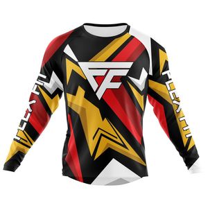 FLEX FIT ENTERPRISES Maillot à manches longues imprimé par sublimation bleu blanc noir séchage rapide unisexe adulte pour la course à moto - Product Image 3