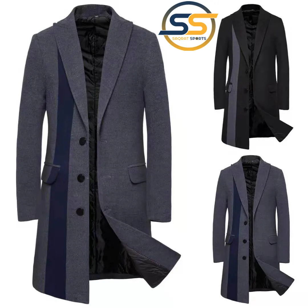 New Mens Warm Wool Blends Trench Coat Jackets Long