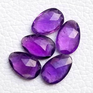 Alta calidad radiante amatista facetado corte parte posterior plana cabujón Natural venta al por mayor piedras preciosas sueltas para joyería anillos/pendientes por - Product Image 2