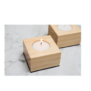 Portavelas de madera Portavelas de 3 piezas Color natural con portavelas de madera rústica Tamaño personalizado - Product Image 6