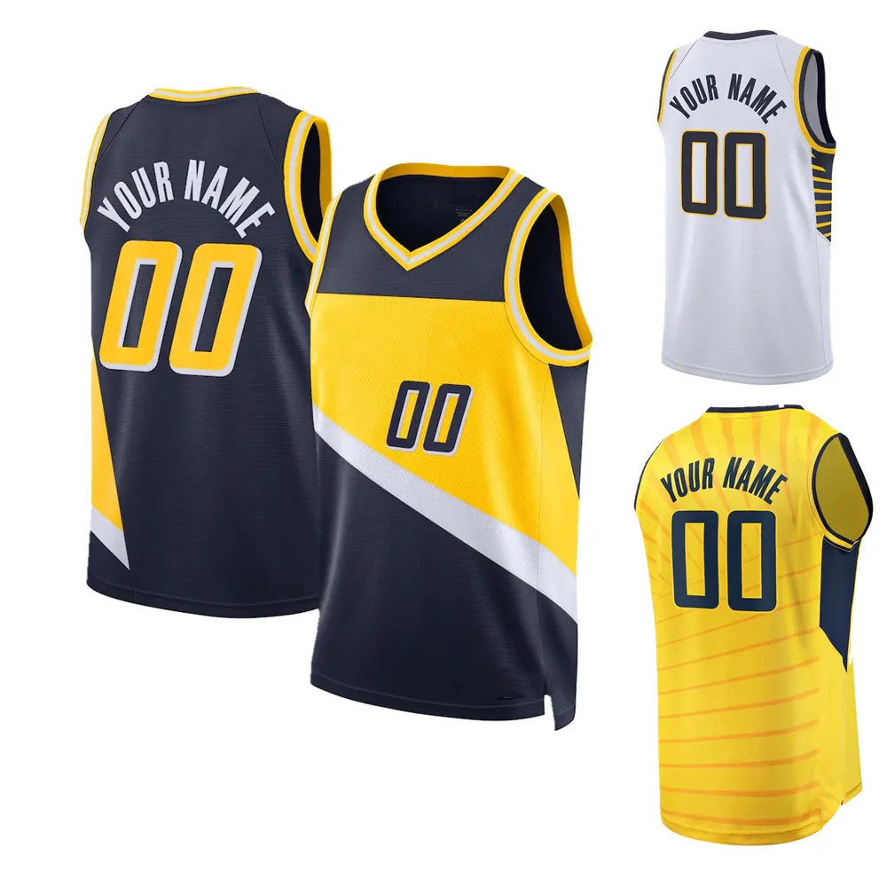Número de nome personalizado personalizado, camisa de basquete preto amarelo branco 2021/22 para homens jovens