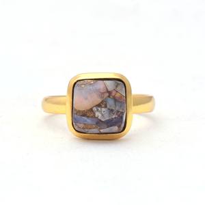 Natural Stone Cushion Shape Ethiopian Opal Copper Ring Wholesale Gemstone Fine <b>Jewellery</b> Ring 925 Solid Sterling <b>Silver</b> Ring - Product Image 1