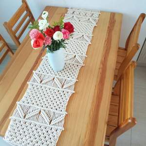 2021 Macrame Dining <b>Table</b> <b>Runner</b> Eco-Friendly Geometric Pattern Customized Color Cotton <b>Cloth</b> Embroidered Knitted Wedding - Product Image 1