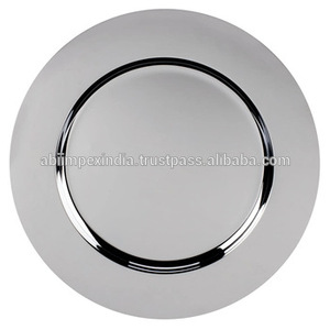 Placa de cargador elegante de plata Plato de servicio grande redondo de metal Platos y bandejas decorativos de boda personalizados a bajo precio - Product Image 6