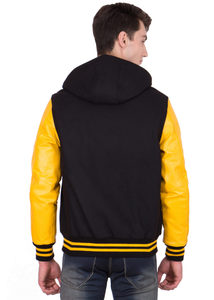 Chaqueta Varsity Unisex OEM/ODM, 100% Lana, Mangas de Lona y Poliéster, Diseño Bicolor, Moda Urbana, Invierno, Resistente al Viento e Impermeable - Product Image 6