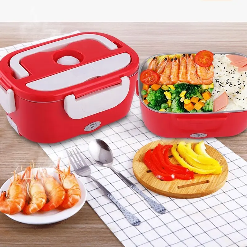 Heat up Lunch Box Double Plug Rechargeable Heated Portable Electric Lunch Box Kids Car Heating Lunch Box Sports Food Container