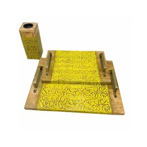 Plateau de service à Dessert alimentaire en bois et métal avec travail islamique pour la maison hôtel et vaisselle plateau de service alimentaire - Product Image 5