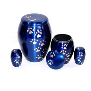 Urnes de crémation bleues de concepteur pour des animaux de compagnie métal en laiton/aluminium unique en gros pour le stockage commémoratif des cendres funéraires - Product Image 3