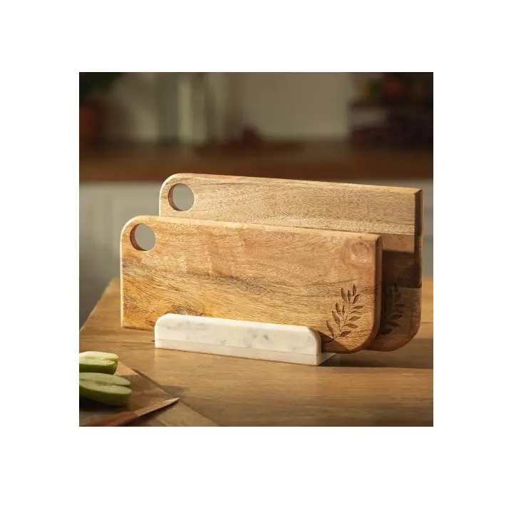 Laser carved customized leaf design rectangular acacia mango and bamboo wood chopping cutting board for meat and vegetable