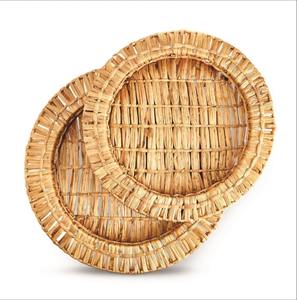 Plateau de service en jacinthe d'eau ronde jetable écologique fait à la main pour la décoration intérieure plateau de fruits du fournisseur du Vietnam en gros - Product Image 4