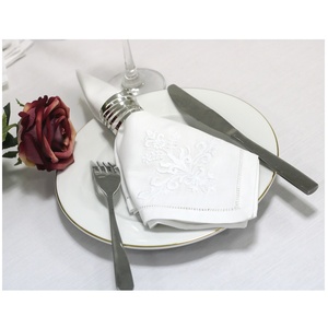 Serviette de table 100% coton, modèle brodée à fleurs blanches, serviette de table, de haute qualité, pour la maison, le Restaurant, l'hôtel, le domicile - Product Image 5