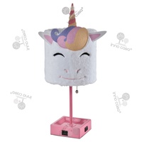 Lámpara de mesa de unicornio de lectura de dibujos animados, moderna, de Metal marrón, con sombra de felpa, puerto USB, salida de CA, BKLT-PV6, fabricante de China