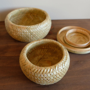 LA LUNE NESTED BAMBOO <b>BASKET</b> SET WITH LIDS BAMBOO NESTING LIDDED <b>BASKET</b> SET BIN OR <b>STORAGE</b> <b>BASKET</b> - Product Image 1