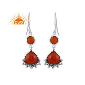 Oxidized 925 Sterling Silver Natural Red <b>Onyx</b> Gemstone Dangle <b>Earring</b> Jewelry For Women Gift For Her - Product Image 1