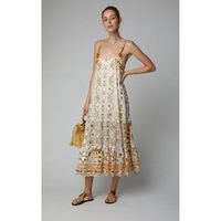 2020 nouveau énergique coton robe mi-longue miroir embellissement gland détail Voguish Tribal impression été bohème grande taille