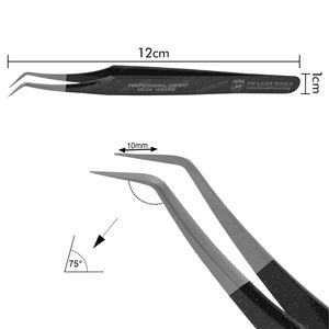 Pince à épiler pour faux cils, Extension de cils, c-point, 10mm, 75 degrés, étiquette privée, noir, 10mm - Product Image 5