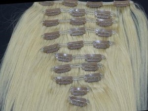 Juego de pinzas de pelo humano liso Rubio 100% de 6 piezas, adorno de encaje 5x5 con pelucas y coletas de encaje completas personalizables de 180 gramos - Product Image 4