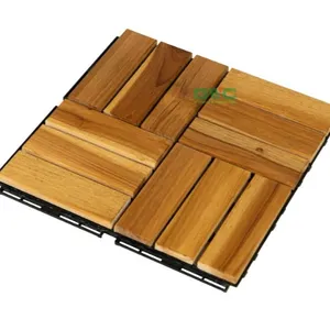 Teak Interlocking Deck Tile for Outdoor Furniture Size 30x30 cm DIY Install without tools wood deck tile patio balcony